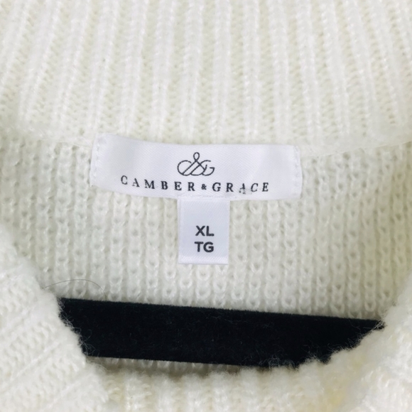 Camber & Grace Off white Oversized Beautiful Lace Shoulder Sweater Dress XL - Picture 10 of 12